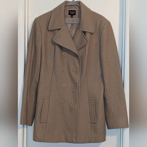 Classic Tan Double-Breasted Women's Coat